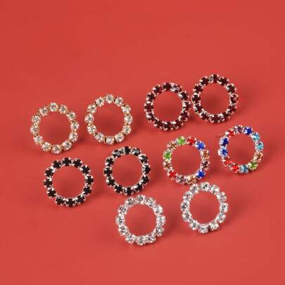 أقراط دائرية كاملة من الراينستون العصرية للنساء ، إكسسوار يومي متعدد الاستخدامات