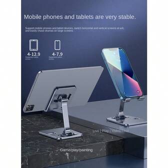 All Metal Foldable Lifting Mobile Phone Stand Slouchy Desktop Stand Mobile Phone Tablet PC Universal Stand Multi-Angle Adjustable Mobile Phone Stand Children Online Class Mobile Phone Stand Base Compact And Portable