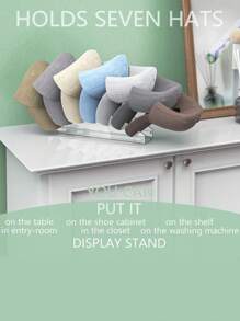 Acrylic Hat Stand And Wig Display Rack,Clear Hat Stands For Display, Adjustable Height Hat Holder, Square Barbell Base Display, Hat Rack Stand For Display Jewelry Watch Helmets  Baseball Cap Stand (Transparent)  Decorations   Autumn Decor Festival Decor Room Decor Home Decor Fall Decor Bedroom Decor