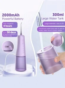 sejoy Irrigatore orale wireless, vincitore del test dell'irrigatore orale Sejoy 2023 con 4 modalità di pulizia, 6 ugelli sostitutivi rotanti a 360°, irrigatore orale elettrico portatile da 300 ml, irrigatore dentale, impermeabile IPX7, per casa e viaggio