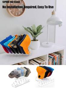 Acrylic Hat Stand And Wig Display Rack,Clear Hat Stands For Display, Adjustable Height Hat Holder, Square Barbell Base Display, Hat Rack Stand For Display Jewelry Watch Helmets  Baseball Cap Stand (Transparent)  Decorations   Autumn Decor Festival Decor Room Decor Home Decor Fall Decor Bedroom Decor