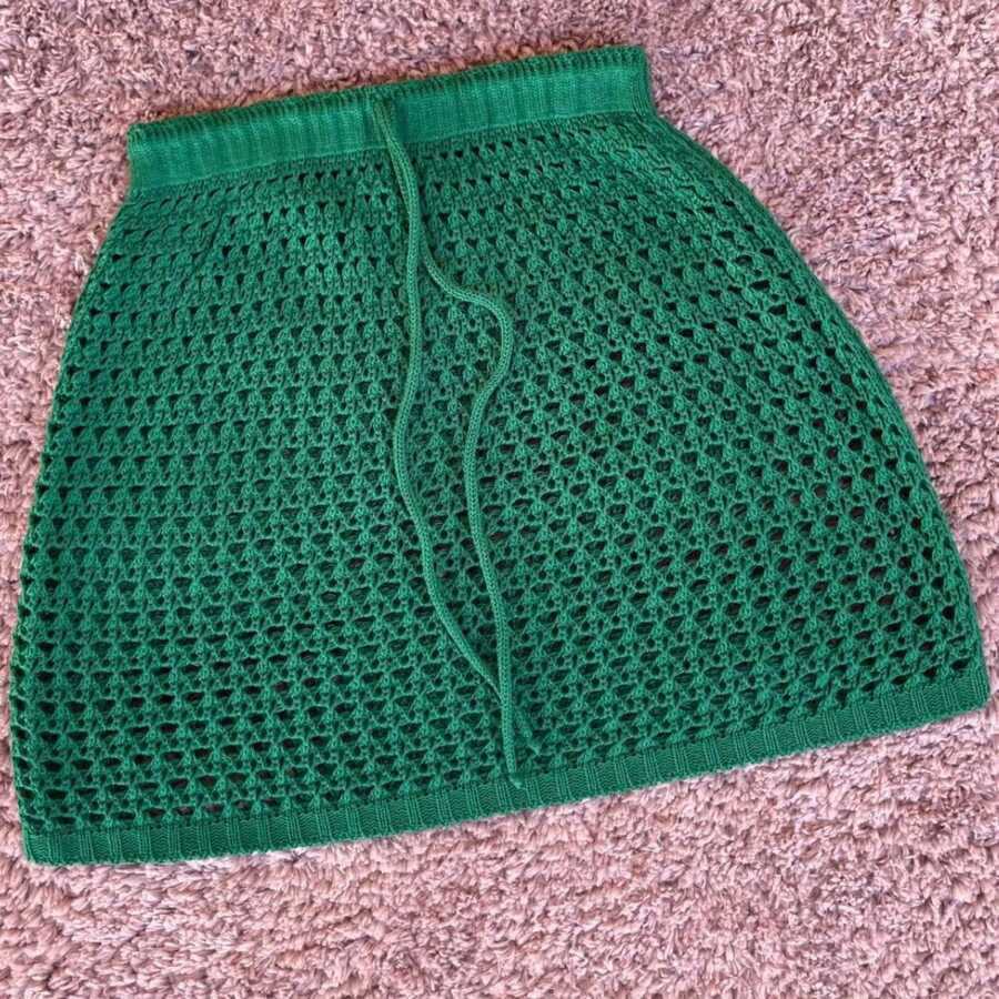TRICOT PREMIUM Saída De Praia Saia Crochê Tricot Verão 2026 - Verde Escuro - Visão 1