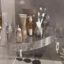 Suction Cup Triangle Storage Rack, Wall Mounted Shelf For Bathroom And Restroom, Wall Corner Organizer For Toiletries, Sink And Shower Accessories - Multicolor - View 7