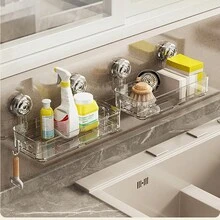 Suction Cup Triangle Storage Rack, Wall Mounted Shelf For Bathroom And Restroom, Wall Corner Organizer For Toiletries, Sink And Shower Accessories - Multicolor - View 5