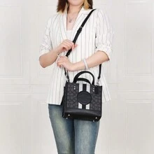 Coach Dempsey 22 Tote Bag Shoulder Bag In Signature Jacquard With Stripe And Patch,Double Top Handle,Snap Closure, C8417 SVRT6