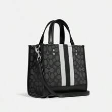 Coach Dempsey 22 Tote Bag Shoulder Bag In Signature Jacquard With Stripe And Patch,Double Top Handle,Snap Closure, C8417 SVRT6