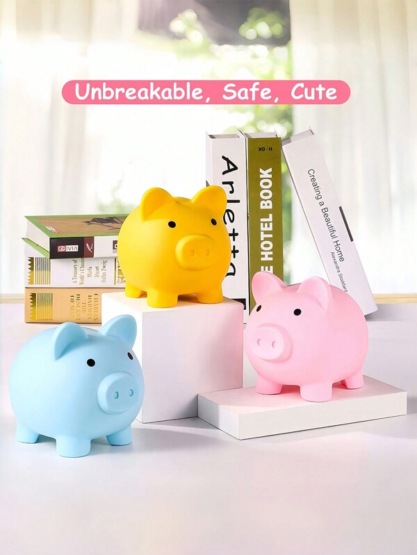 1 pieza Hucha de cerdo de plástico linda, caja de ahorro de monedas de plástico irrompible, regalo interesante para cumpleaños, festividades