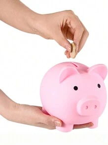 1pc Cute Plastic Pig Piggy Bank, Unbreakable Plastic Coin Saving Box, Interesting Gift For Birthday, Holiday - Multicolor - View 6