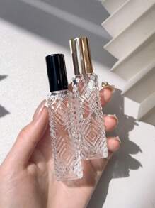 1 peça / 2 peças / 4 peças 12ml Frasco de Vidro com Cabeça de Spray de Alumínio em Padrão de Diamante Pequeno Frasco de Atômizador de Perfume