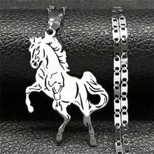 Horse Pendant Necklace For Women Men Stainless Steel Animal Running Horse Accessories Necklace - Necklace - View 9