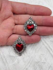 10pcs Mixed Silver Plated Enamel New Gothic Style Sacred Heart Alloy Pendant DIY Charms Earrings Necklace Jewelry Crafts Making - A - View 4