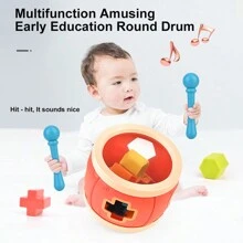 1入組多功能孩子鼓形認知玩具，手拍聲玩具，造型識別玩具，音樂樂器早期教育玩具，0-3歲幼兒玩具，兒童禮物 - 彩色 - 查看 3