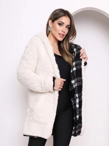 Women Winter Coats - Black and White - View 4
