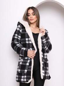 Women Winter Coats - Black and White - View 2