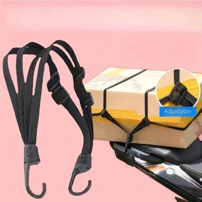 1入組四合一多功能高強度橡膠彈性鉤索帶勾子可伸縮帶，適用於摩托車電動自行車頭盔後箱座椅固定帶