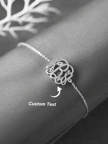 Vòng tay chữ cái đan xen hoa thời trang tùy chỉnh cho phụ nữ Trang sức thép không gỉ dễ thương Chuỗi màu vàng Phụ kiện tự làm riêng Quà tặng ngày lễ tình nhân - mạ bạch kim - Xem 3