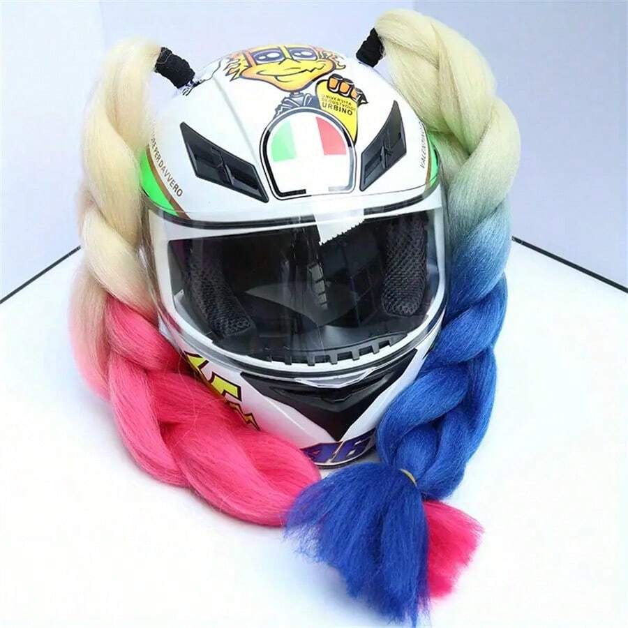 1 pieza Premium Accesorio para casco de motocicleta para mujer - Decoración de trenza grande de moda - Mejora el estilo para motociclistas audaces - Multicolor - Ver 1
