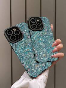1pc New Peacock Flower & Pattern Anti-Fall Fleece Classic Soft Phone Case Compatible With Iphone And Samsung 15/15Plus/15Pro/15Pro Max