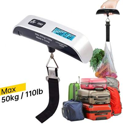 110lb/50kg Portable Electronic Scale, LCD Display, Suitable For Luggage, Hanging Luggage, Travel Suitcase, Can Be Used As Luggage Bag Weight Balance Tool