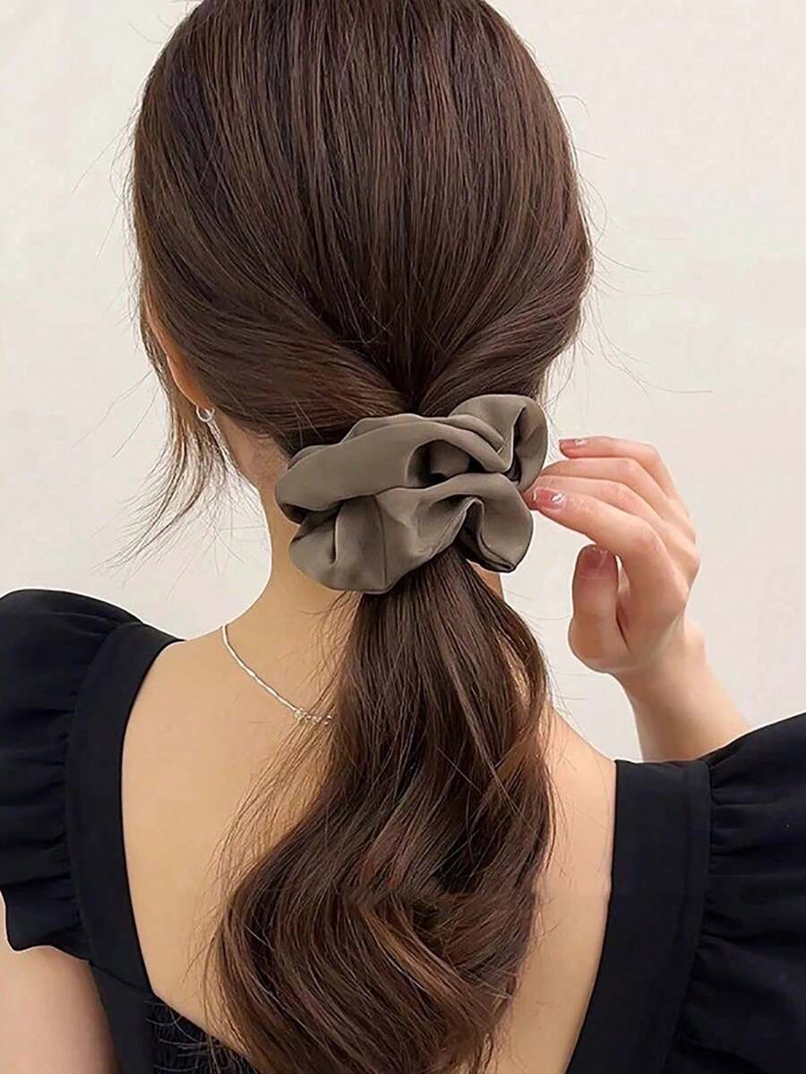 5pcs Vintage Elegant Satin Hair Scrunchies For Women, Suitable For