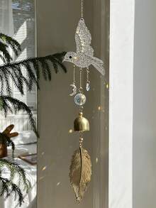 1pc Crystal Wind Chime Hummingbird Suncatcher, Home Decor Hanging Ornament, Porch Wall Art, Housewarming Gift - Multicolor - View 7