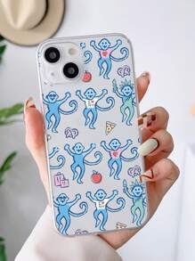 1pc Blue Funny Monkey Pattern Transparent TPU Phone Case Compatible With IPhone 13, IPhone 11, IPhone 14 Pro Max, IPhone 13 Pro, IPhone 15/15 Plus/15 Pro/15 Pro Max/12/12 Pro/12 Pro Max/14/14 Pro/13 Pro Max, Etc.