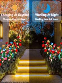 太阳能花园灯 - 鲜花玫瑰灯户外花园装饰，防水玫瑰灯适用于花园庭院派对礼物母亲节礼物露台小径庭院草坪（1/3/5 花蕾-1 件）万圣节圣诞节感恩节礼物 - 彩色 - 查看 8