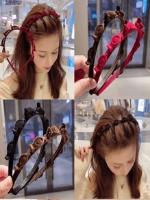 3个植绒编织发夹/套装，3种颜色，完美打造侧刘海和碎发造型，发夹和发箍组合，发箍，发圈头箍，发饰，头饰