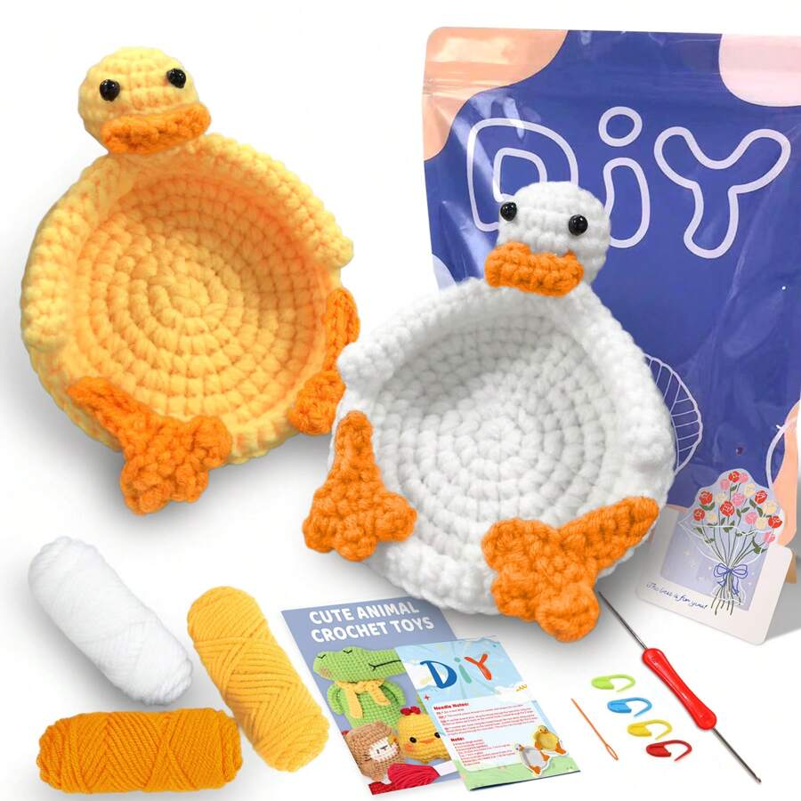 Coaster Crochet Kit For Beginners Knitted Animal Kit With Crochet Hooks