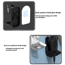 1入組刮鬍刀收納架，掛壁式電動牙刷架，浴室收納架，實用安全材料，家居組織工具，浴室配件 - 彩色 - 查看 6