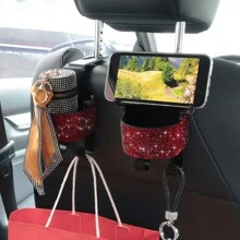 1个新款水钻多功能汽车座椅收纳袋，带杯架、二合一汽车挂钩，安装简便 - 耐用ABS材质收纳袋，便携式 - 均碼 - 查看 11