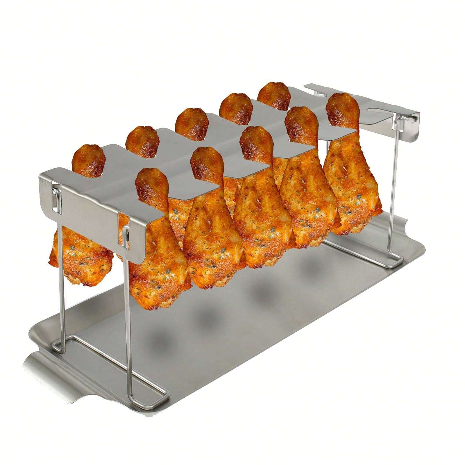 Chicken Leg Rack For Grill Chicken Leg Holder With Drip Tray 12 Slots Chicken Drumstick Holder
