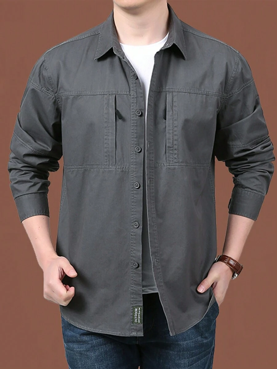 Men Shirts - 灰色 - 查看 1