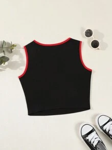 Tween Girl Summer Casual Letter & Numeral Print Racerback Tank Top