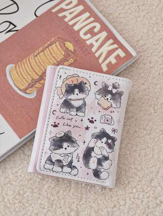 Cat & Star Mönstrad plånbok med flera kortplatser med hög kapacitet Myntficka Tri-Fold kompakt korthållare 2024 Present för par Kvinnor för kvinnor Plånbok Plånbok Plånbok Liten plånbok Söt plånbok