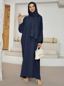 1 件时尚休闲长袍，带头巾，连体，适合女性日常穿着，长度 143 厘米 - 彩色 - 查看 15