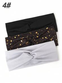 3pcs Women's Casual Crossed Solid Color Hairbands With Gel Dots, Versatile Headbands For Daily Wear - Multicolor - View 11