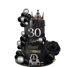 27pcs Black Cake Decoration Inserts Simulation Flowers And Crown Cake Decorations Gothic Cake Decorations Suitable For Birthday Parties And Halloween Cake Decorating Cake Topper Cake Decorations Cake Decor Cake Decorating Tools - Black - View 1
