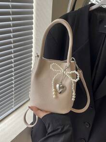 女士手提包，新潮流小提包，高端百搭單肩斜挎桶包，手機包，鑰匙包，可摺疊軟布料，可調節肩帶設計，多功能使用，適合送禮、購物和約會