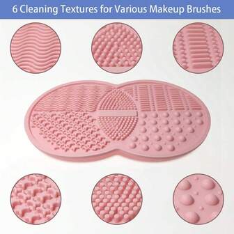 Almohadillas de limpieza de brochas de maquillaje, limpiador de brochas de maquillaje de silicona con ventosa trasera, almohadillas de limpieza de brochas de maquillaje redondas dobles de silicona con ventosa, almohadillas de limpieza de brochas de belleza (verde, rosa)