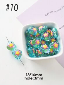 手繪亞克力愛心珠,多種顏色,精美可愛的珠子,適用於節日禮物,配搭各種飾品進行日常DIY - 手繪愛心珠 - 查看 38