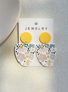 1 Cặp Bông Tai Bằng Đất Nung In Hoa Và Hạt Gạo Tươi Cho Nữ Hình Bầu Dục Ins Bông Tai Acrylic Phóng Đại Ngày Lễ Tình Nhân, Mẹ, Mẹ, Ngày Của Mẹ, Quà Tặng - Nhiều màu - Xem 5