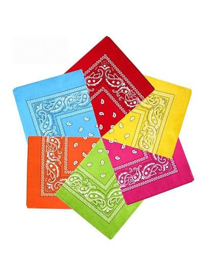 6 件佩斯利图案头巾什锦牛仔头巾男女通用新奇印花头巾围巾腕带成人女士围巾套装