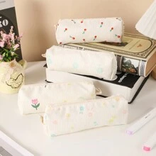1pc Pencil Case Ins Minimalist Floral,School Supplies For School,Pencil Case Fresh Cute Large Capacity Girls Korean,Pencil Bag,Pencil Pouch Cute, Back To School,Pencil Pouch,School Bag