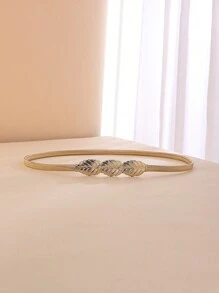 1 chiếc thắt lưng mỏng thanh lịch dành cho nữ, khóa cài co giãn bằng kim loại và da, phù hợp với váy, áo sơ mi, quần tây, đi làm, mặc hàng ngày, dự tiệc. - Đai kim loại - Xem 12