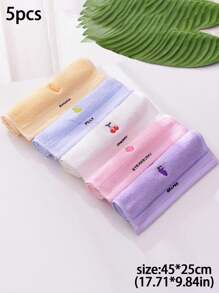 5pcs Children's Pure Cartoon Animal Primary Baby School Students Face Towel, Soft Absorbent Household Bath Towel
