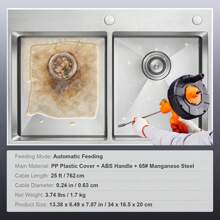 Drain Auger 25Ft, Plumbing Snake Auto Feed, Plumbers Snake With Drill Attachment, Pipe Snake Drain Clog Remover For Kitchen Bathroom Shower Sink With Protective Hose And Gloves