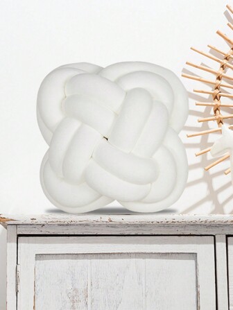 1pc Soft Plush Decorative Pillow, Suitable For Sofa Knot Pillow, White Ball Pillow Cushion For Dorm Room And Bedroom