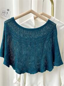 1pc Women's Solid Color Hollow-Out Lace Trimmed Knit Sun Protection Decoration Versatile Bohemian  Casual Elegant Style Scarf Shawl Vest Outdoor Party Travel Essential Accessories Women