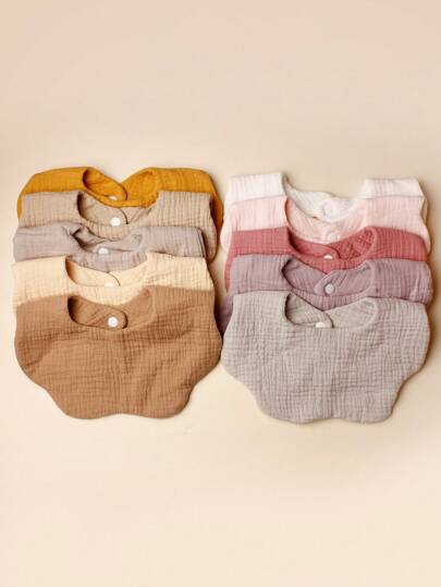 5入組可愛糖果色柔軟彈性嬰兒圍兜套裝，適用於0-2歲嬰幼兒